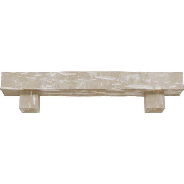 Kit W/ Alamo Corbels, White Washed, 6H  X 10D X 36W Pecky Cypress Faux Wood Fireplace ManteL